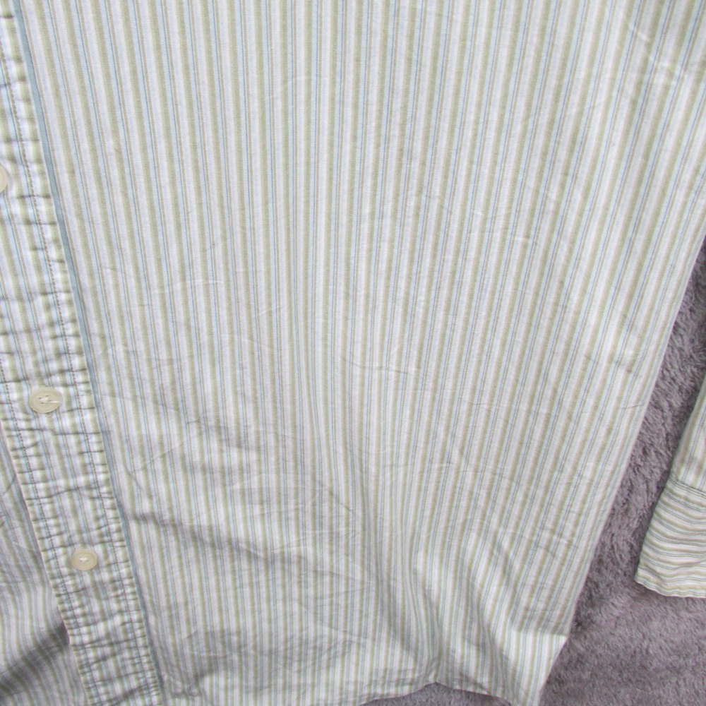 Sonoma Life+style Shirt Mens Large Green Stripe Button Front Long Sleeve Casual‎ - Picture 2 of 7